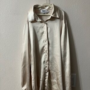 Princess Polly Satin Cream Button Down Shirt